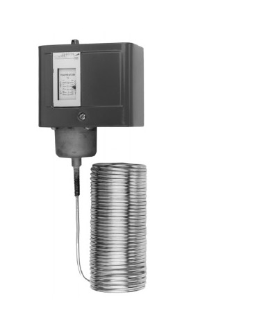 Thermostat antigel Réarmement automatique, réglage bas, plage -10 à +12°C, différentiel 3°C fixe, long. du capillaire 6 m